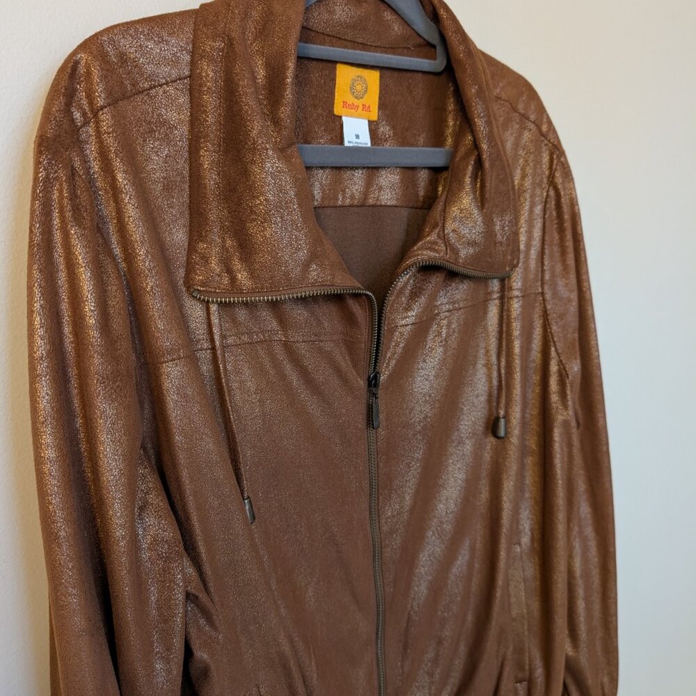Ruby Rd. copper gold metallic shacket jacket ligh… - image 2